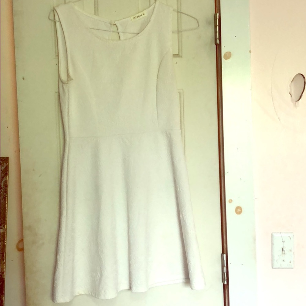 Floral pattern white party dress